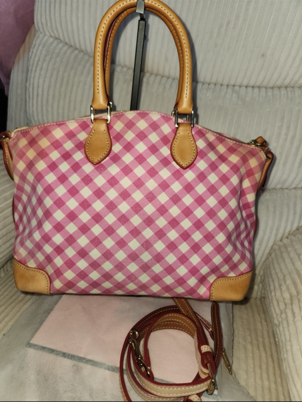 Dooney & Bourke Gingham Satchel in hot pink